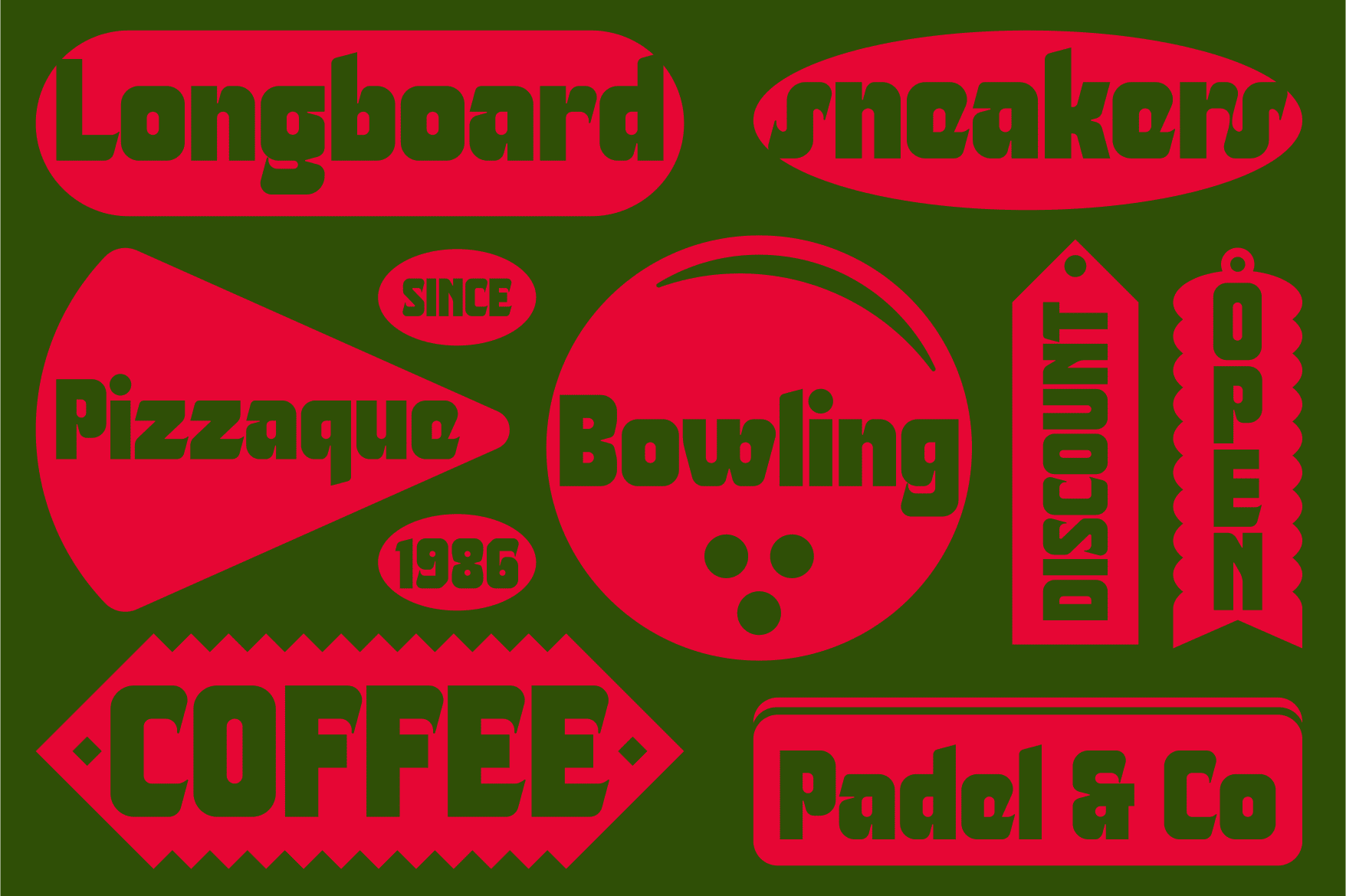 Retro bowling alley signage mockup with pink text on dark green