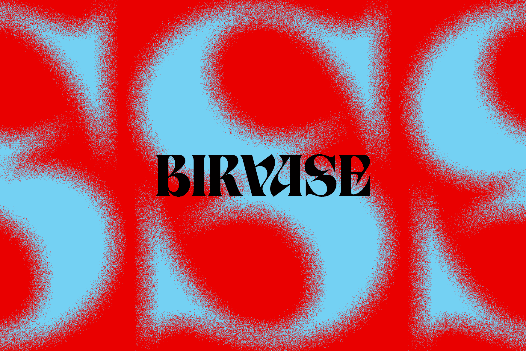 Birvaise typeface overlaid on red cyan wave pattern with grainy texture