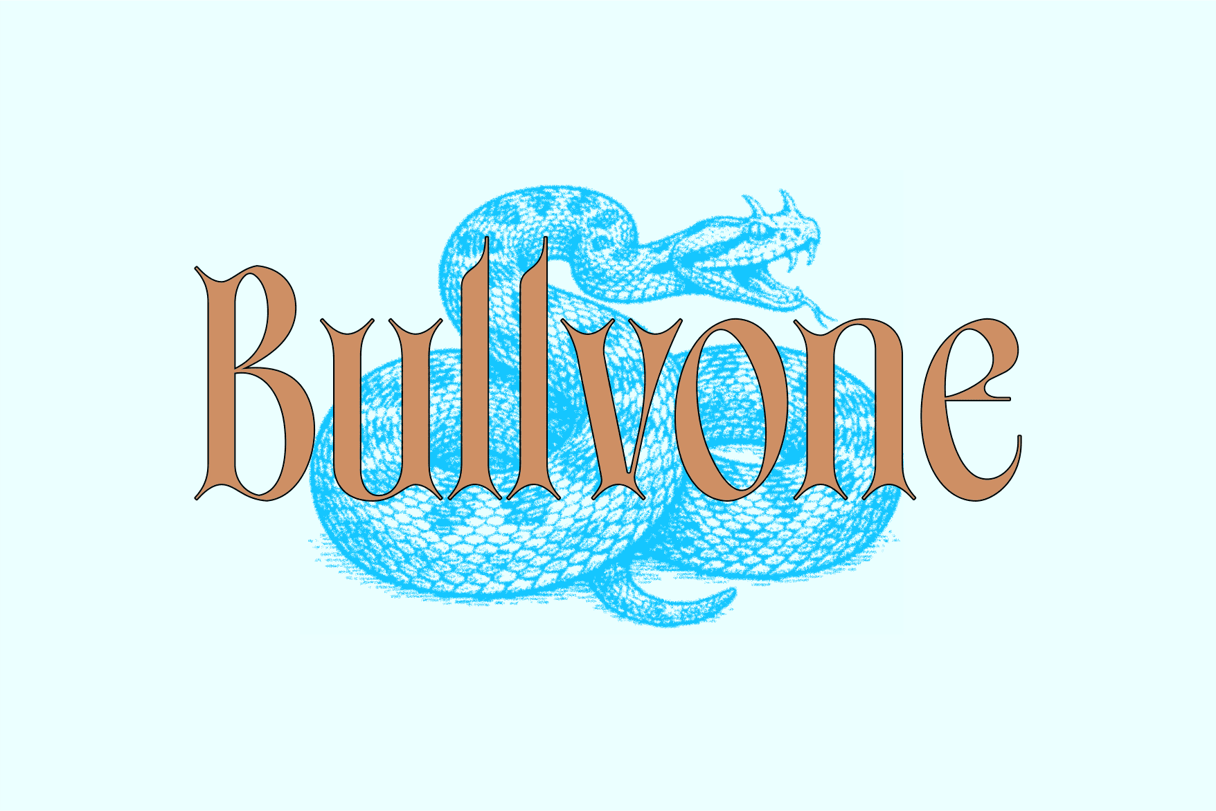 Bullvone2 text overlaid on blue textured dragon illustration art