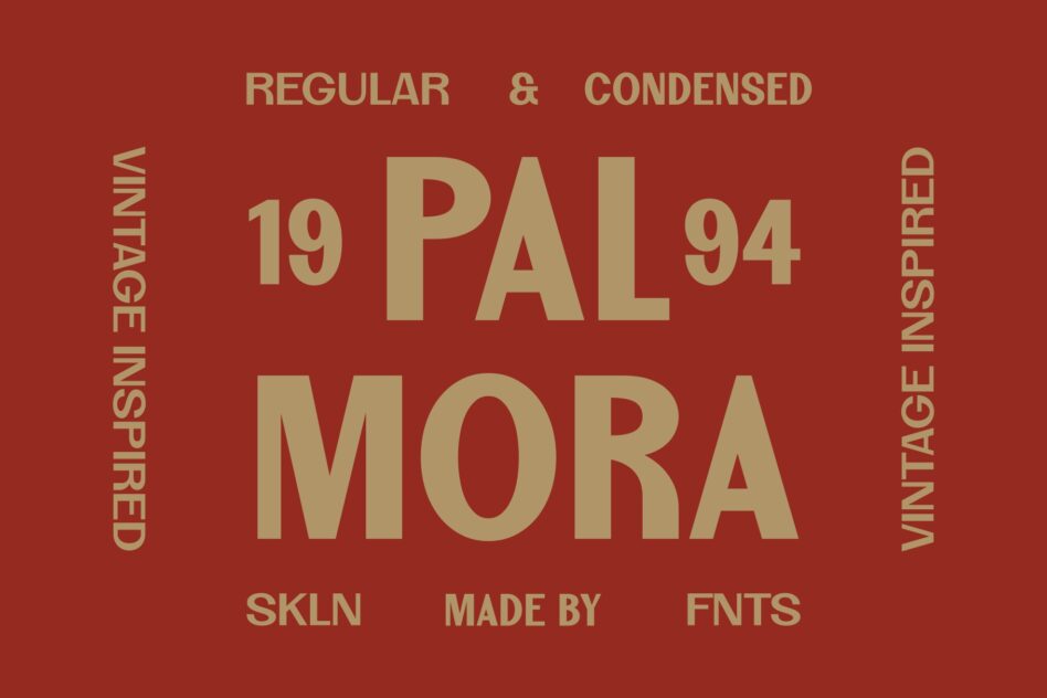 Palmora font family specimen 19 regular condensed vintage inspired design