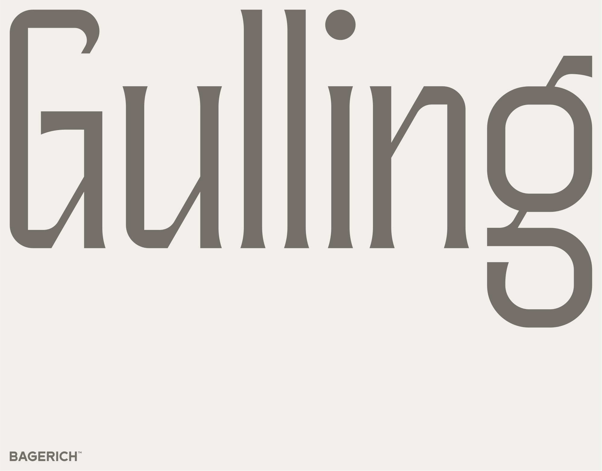 Bagerich typeface displaying tall numbers with distinctive geometric construction