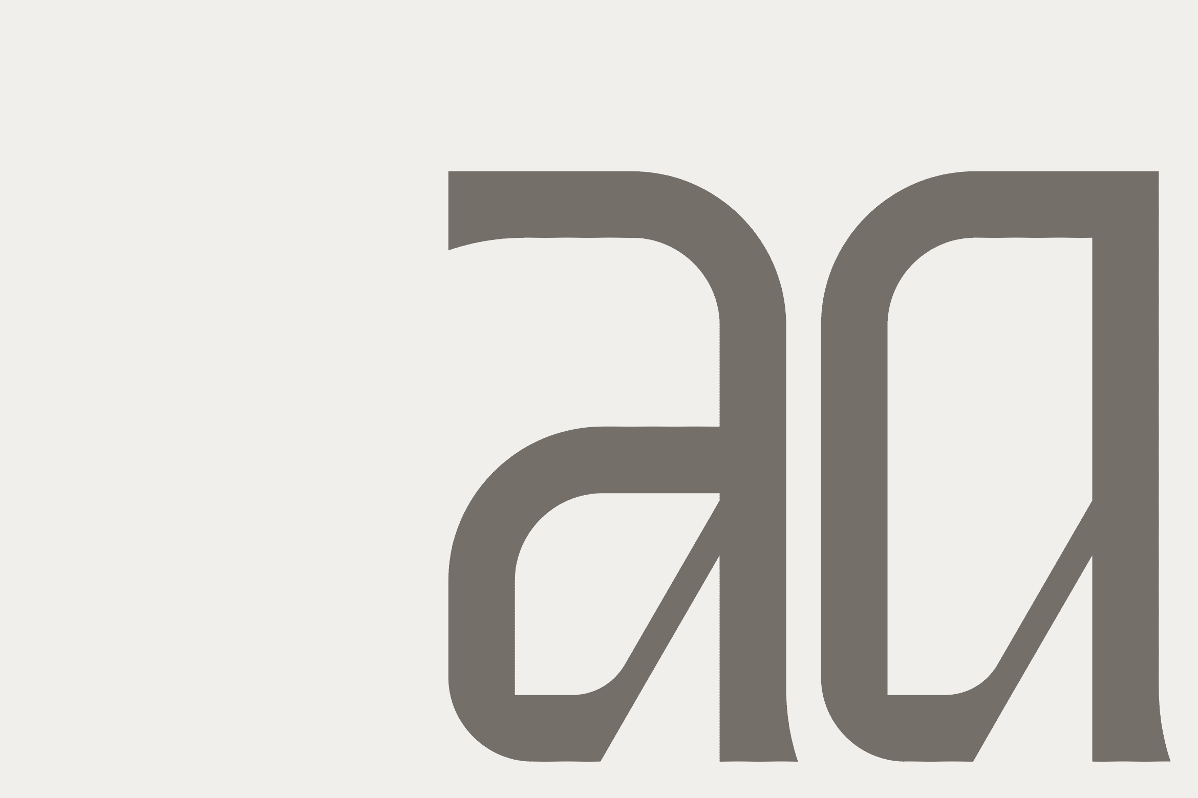 Two large geometric shapes interlocking in rounded outline form