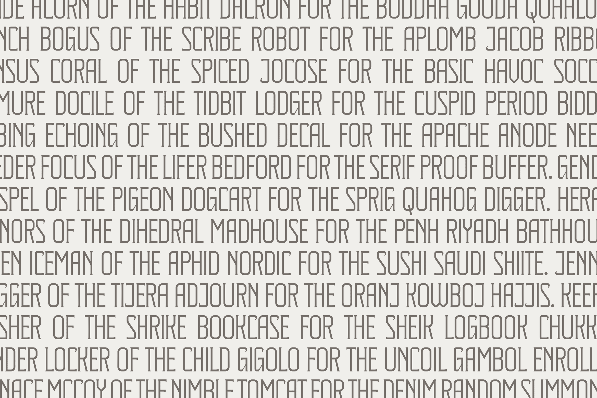 Serif font showing uppercase letters repeating across gray background texture