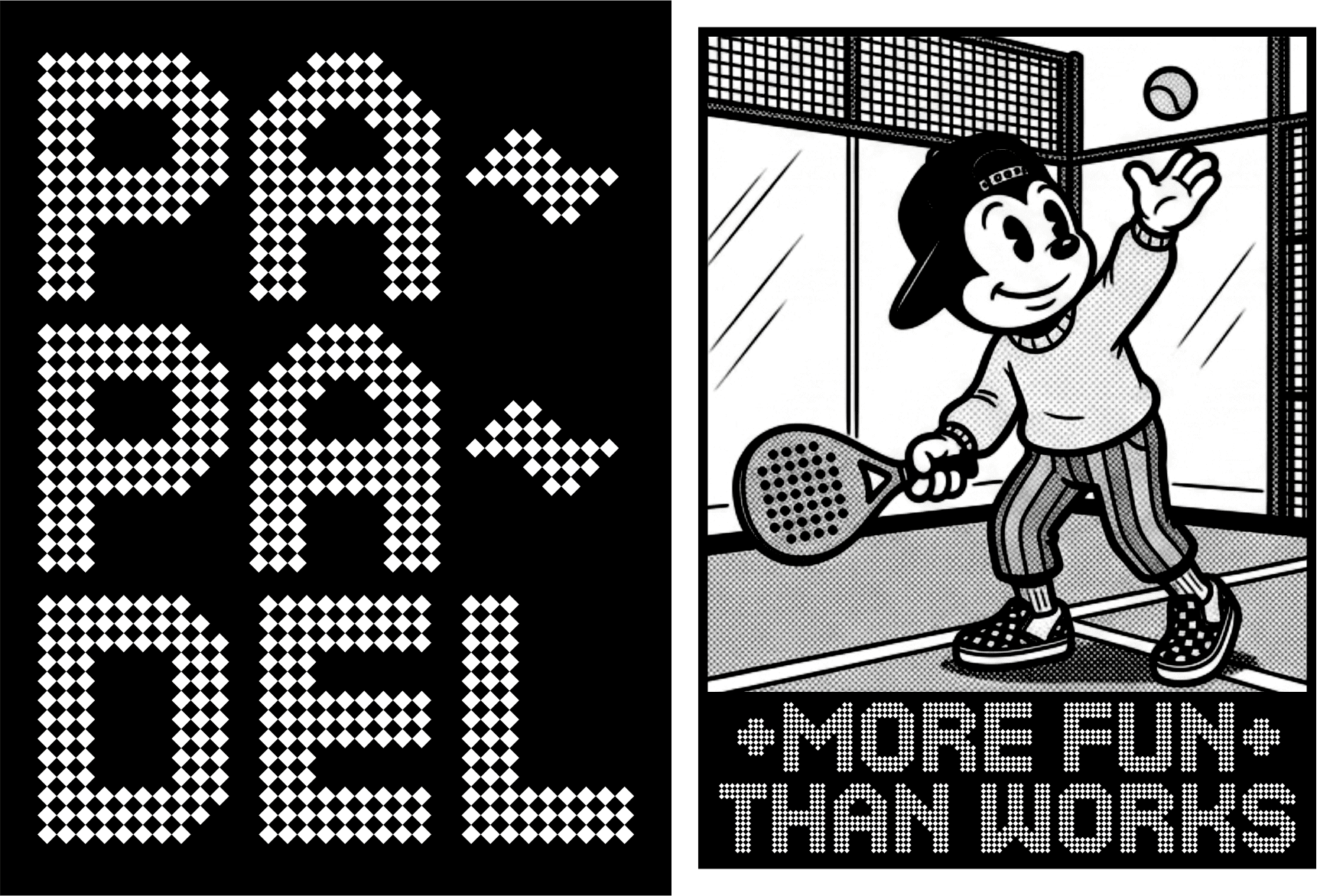 Dotted pixel font text reading PRO GAMER next to retro character holding tennis racket
