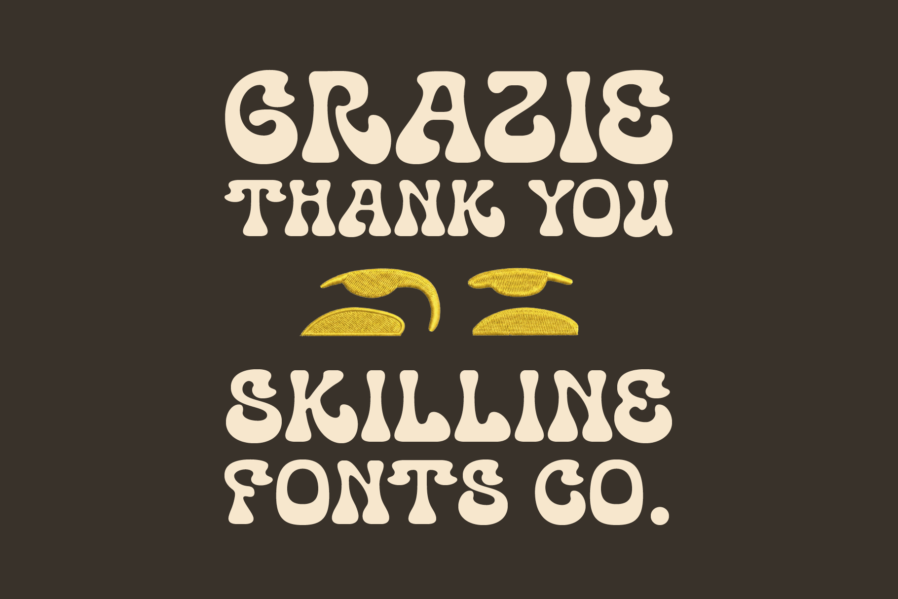 Grazie Thank You in retro serif font with yellow banana illustrations