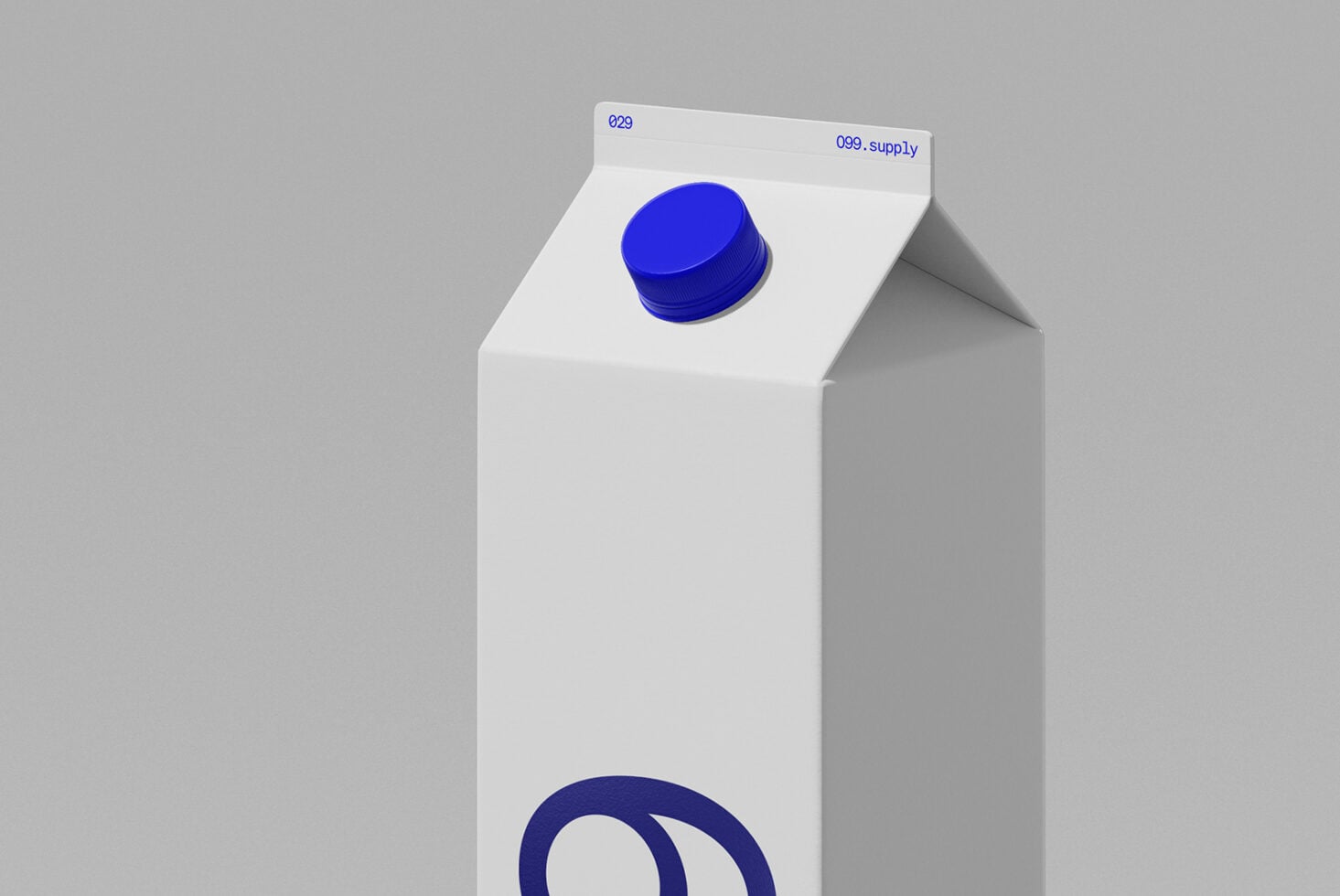 Milk carton mockup with bright blue cap, front-facing with logo space below