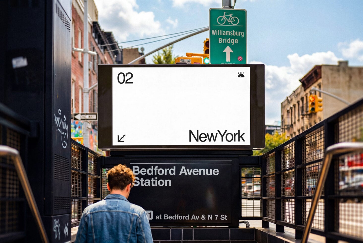 Billboard mockup with blank white space New York text visible