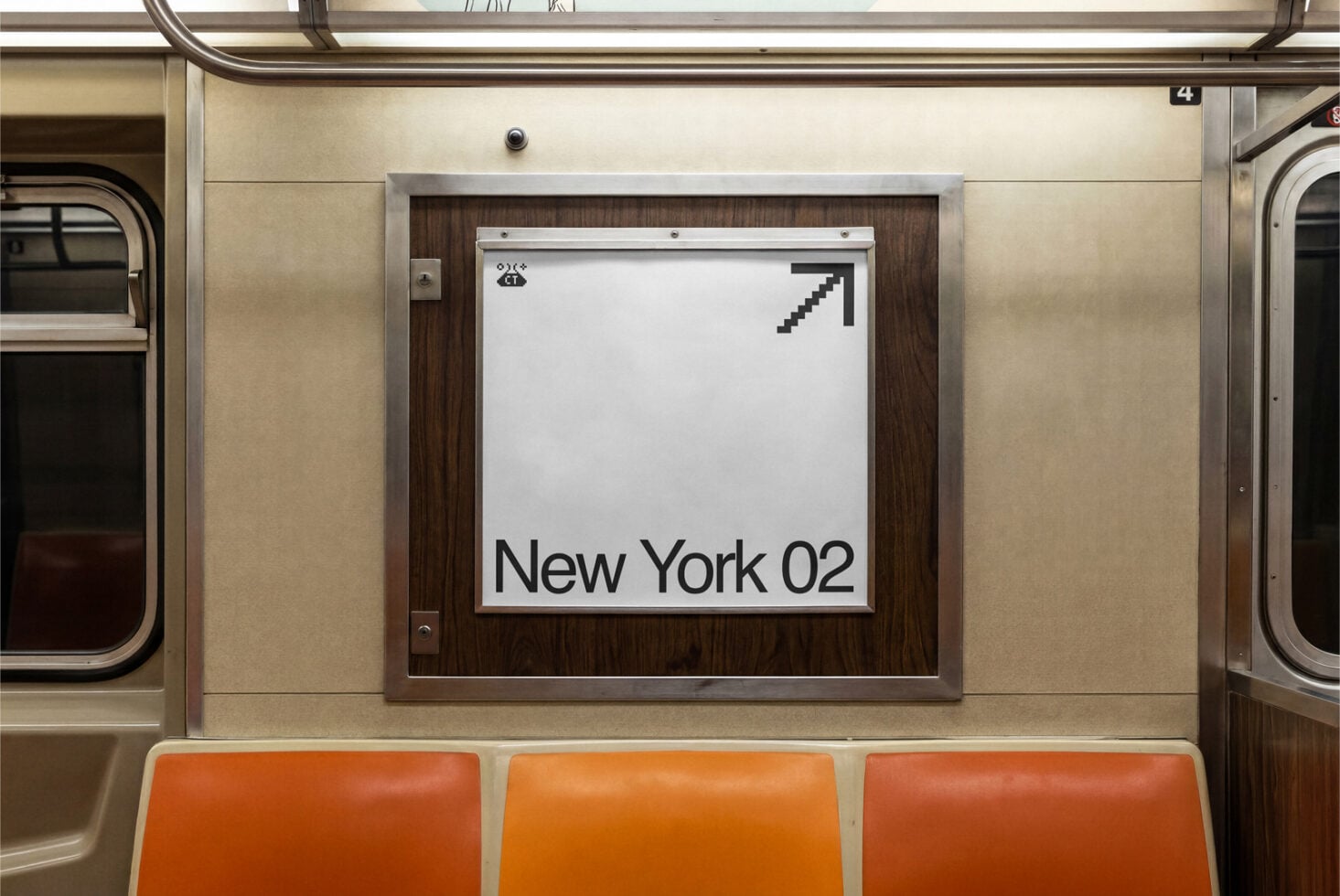 New York 02 poster mockup blank layout displayed in transit setting