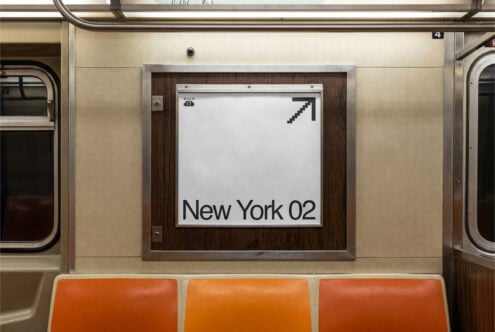 New York 02 poster mockup blank layout displayed in transit setting