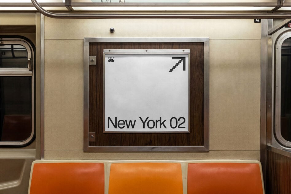 New York 02 poster mockup blank layout displayed in transit setting