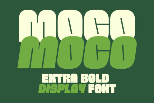 Bold display font design Moco Moco with a retro aesthetic. Ideal for graphic design projects, typography, branding, and digital assets.