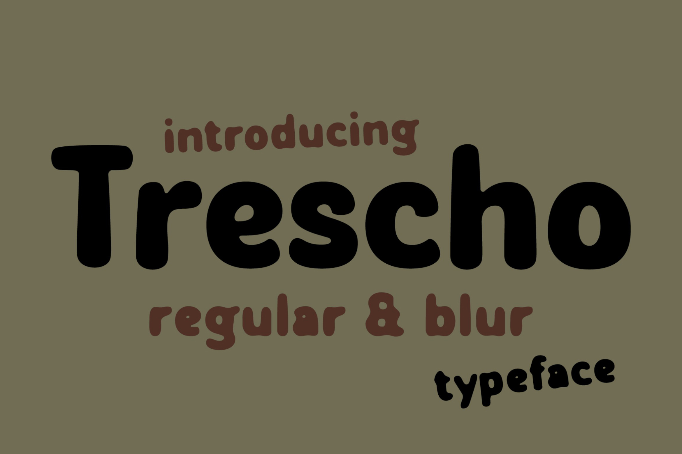 Trescho typeface with regular weight plus blurred variant on sage background