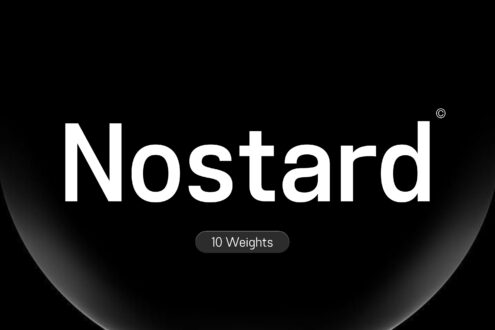 Nostard typeface display with copyright symbol, includes 10 weights option