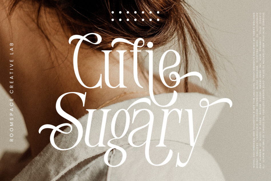 Woman hugging child from behind with Cutie Sugary font title displayed