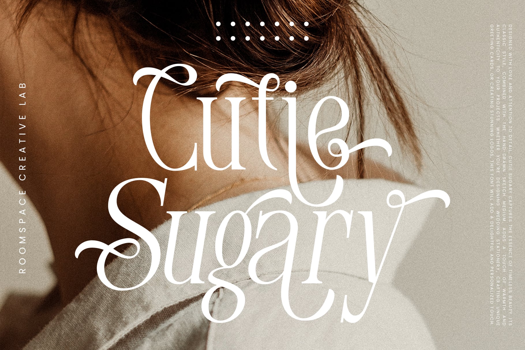 Woman hugging child from behind with Cutie Sugary font title displayed