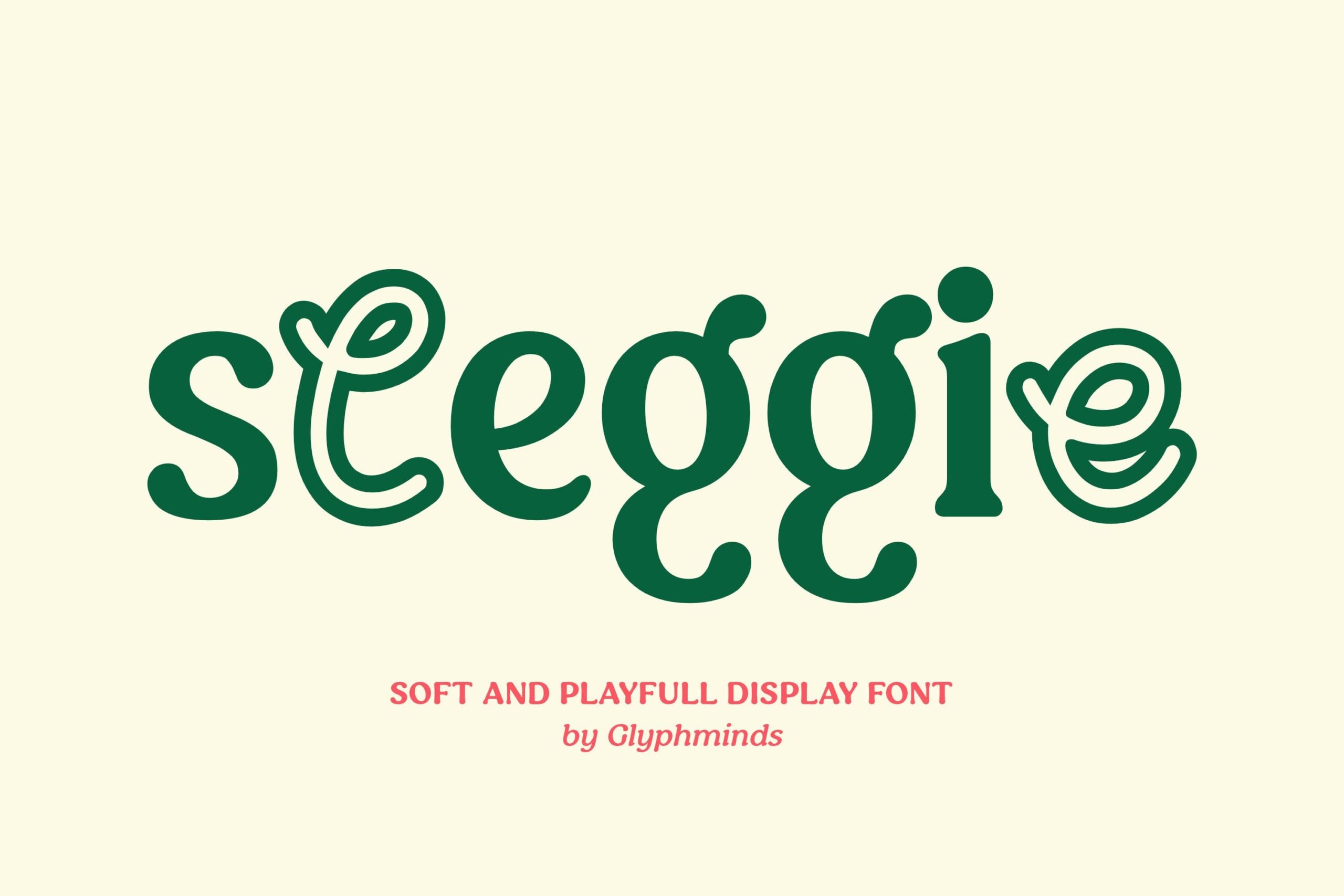 Sleeggie display font in teal by Glyphminds soft playful lettering