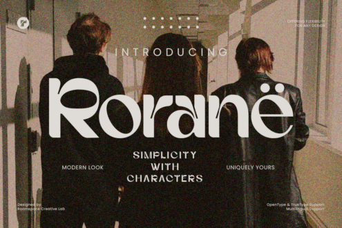 Roseira font intro with grainy photo overlay three figures modern look uniquely yours
