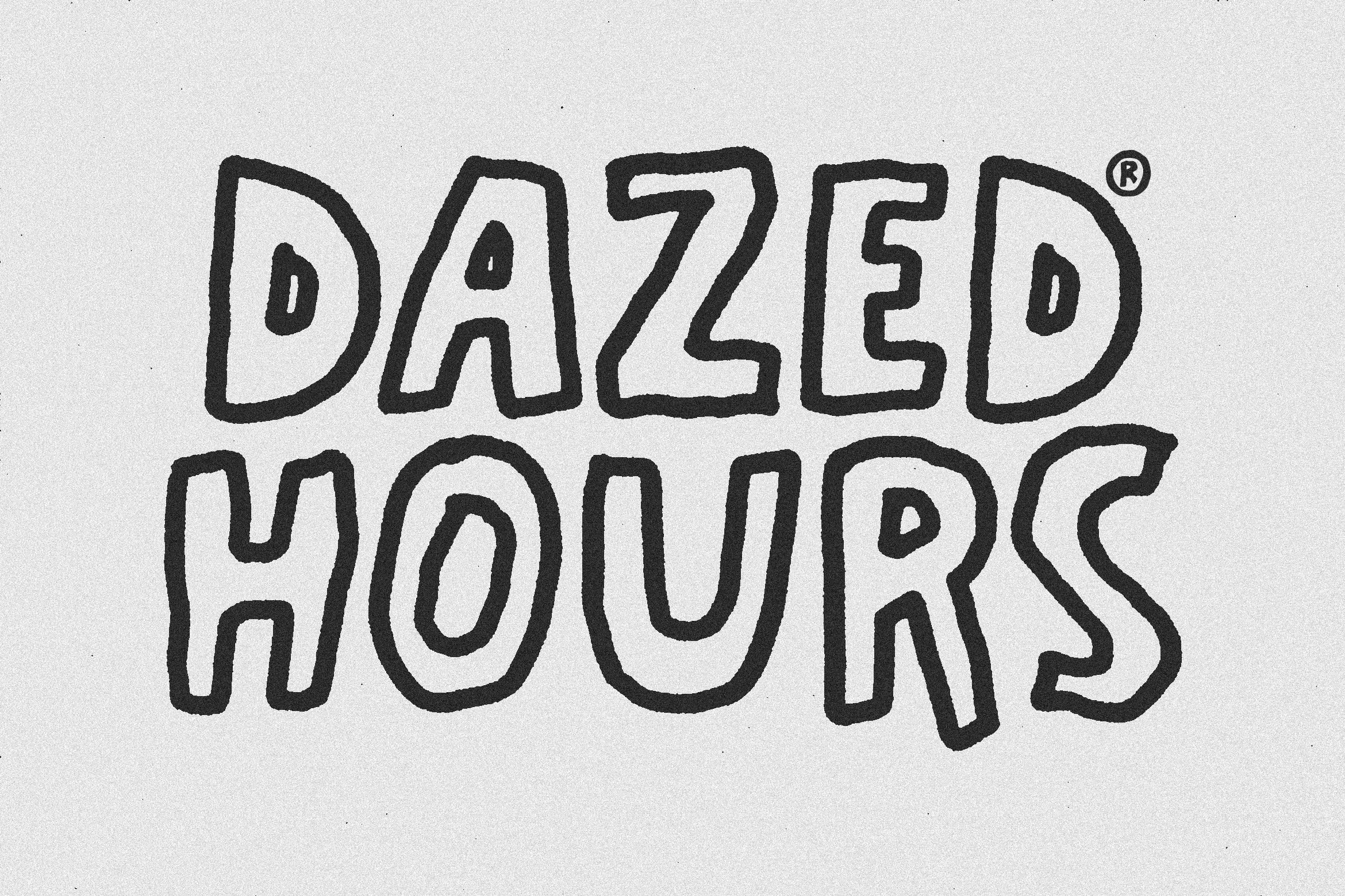 Hand-drawn text Dazed Hours in bold typography. Suitable for graphic design projects fonts branding marketing material. Ideal for designers templates.