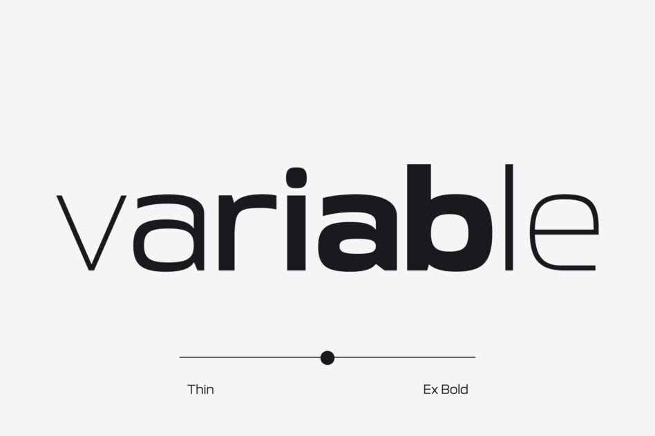 Variable font slider showing Thin to Extra Bold weight range