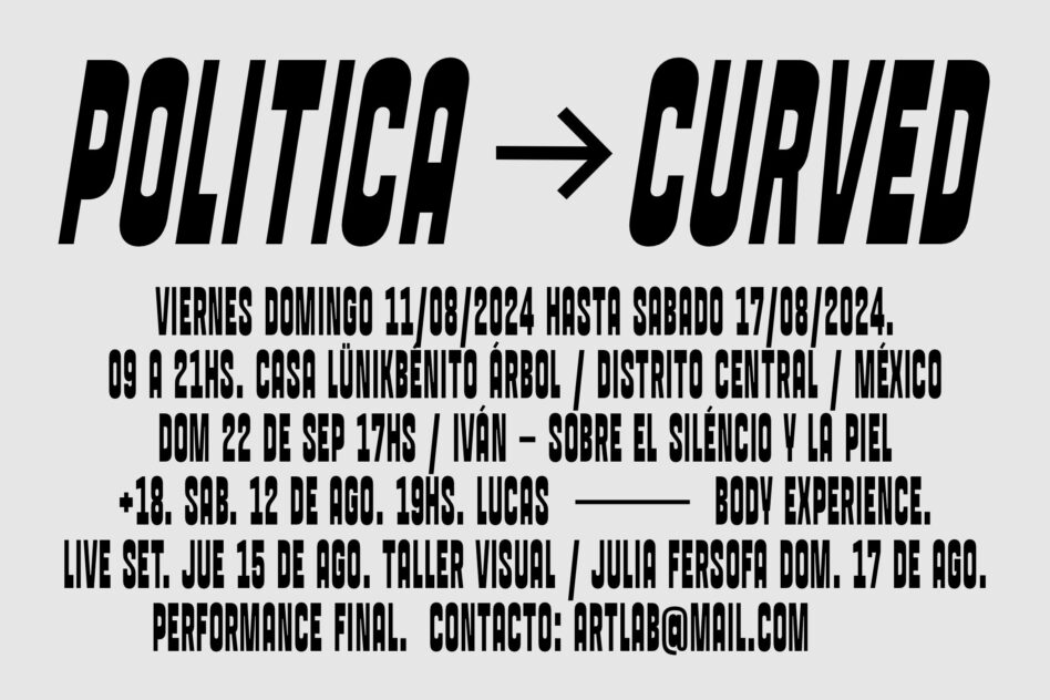 Political curved event poster with Spanish text on light background
