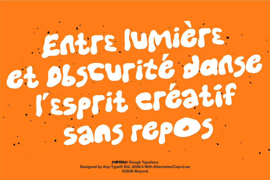 French text on bright orange background in bubbly rounded typeface