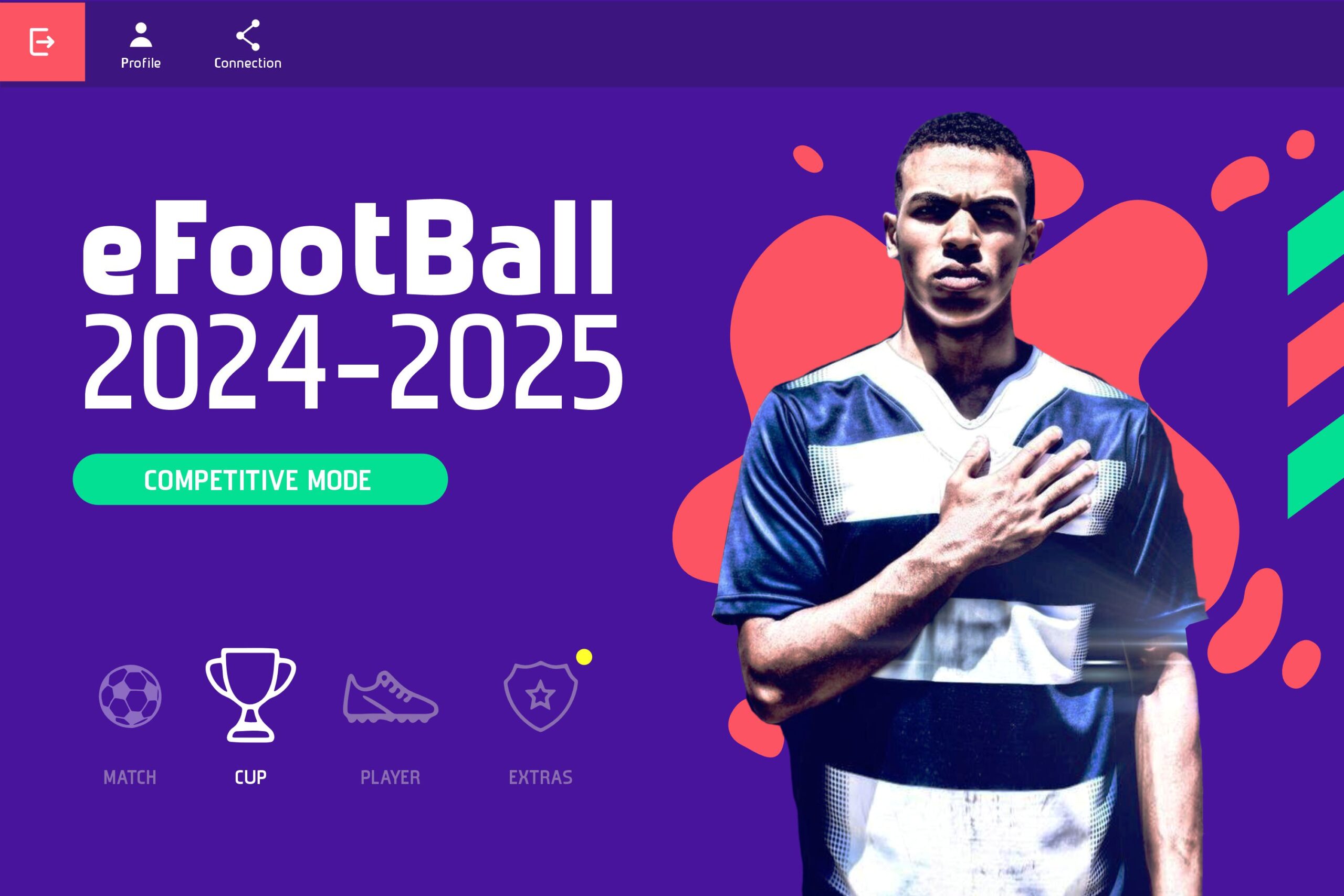 eFootball 2024-2025 game interface with player profile competitive mode
