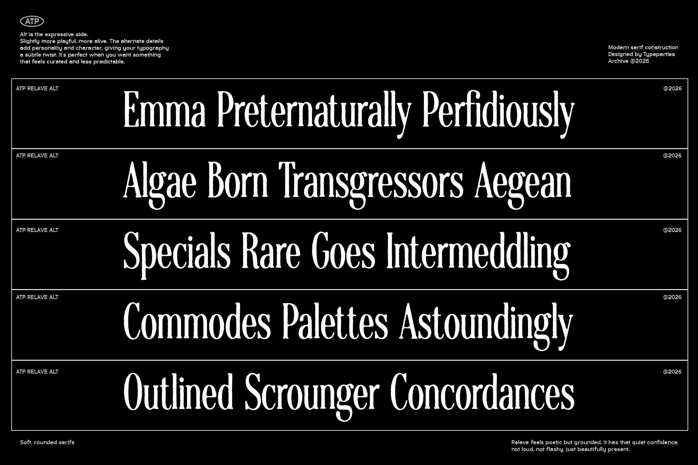 Sample text set in modern serif font with various weights showing letterform character