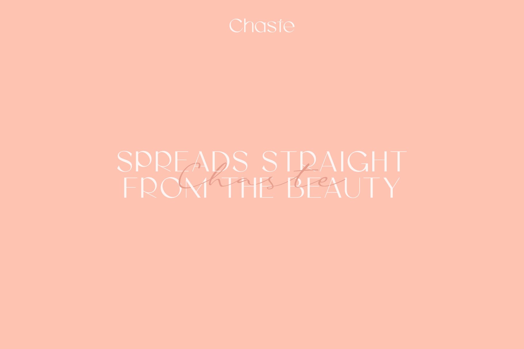 Chaste font sample on blush background with tagline about beauty