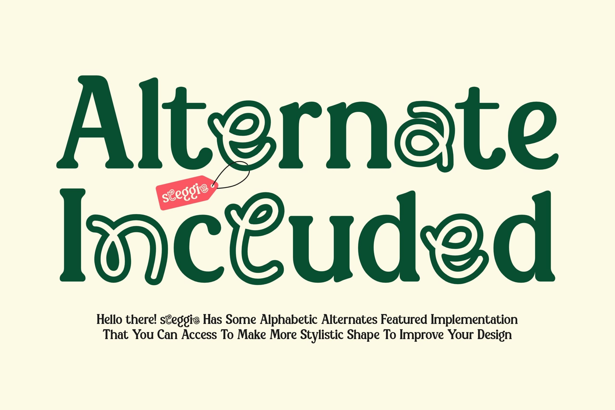Sleeggie font with alternates available featuring stylistic character swaps