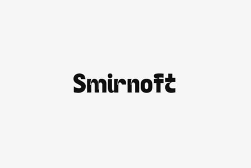 Smirnoft typeface logo in bold black letters on light background