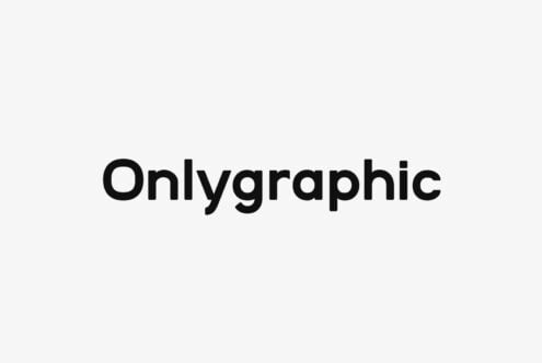 Bold sans serif typeface reading Onlygraphic displayed on light background