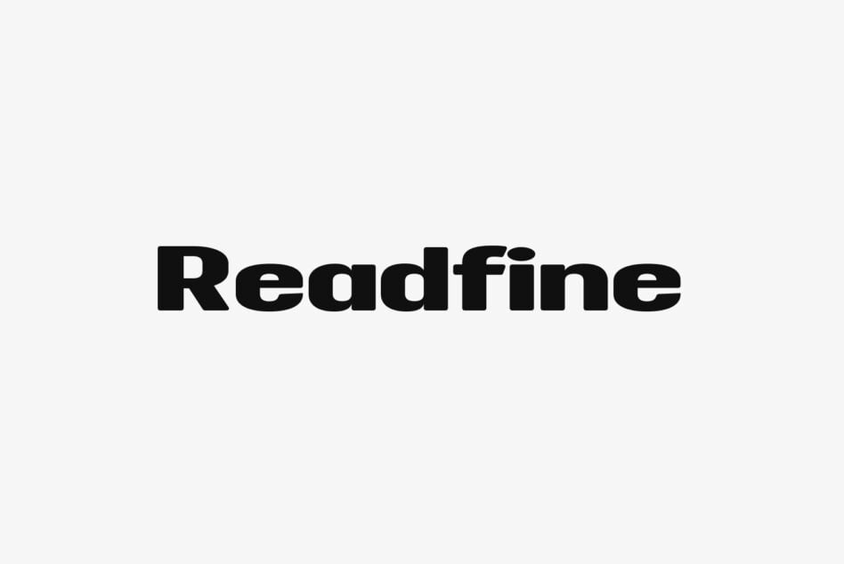 Readfine sans serif font name in clean black letters on light background
