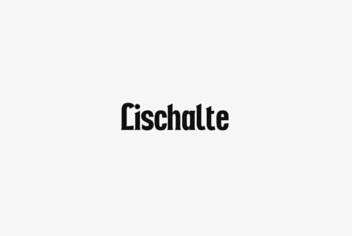 Lischalte typeface displayed in bold black letters on light gray