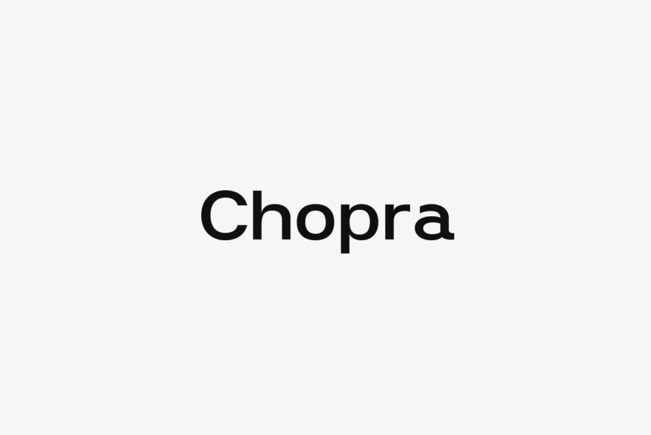 Chopra serif font displayed in black on light gray background
