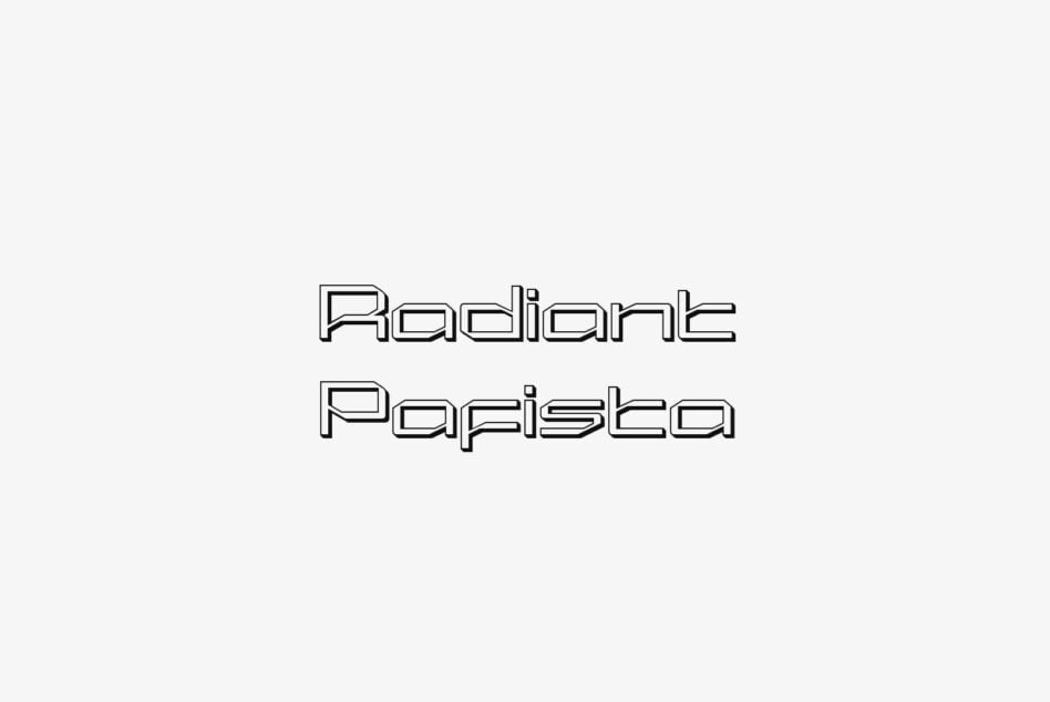 Radiant Papista outline typeface on clean white background
