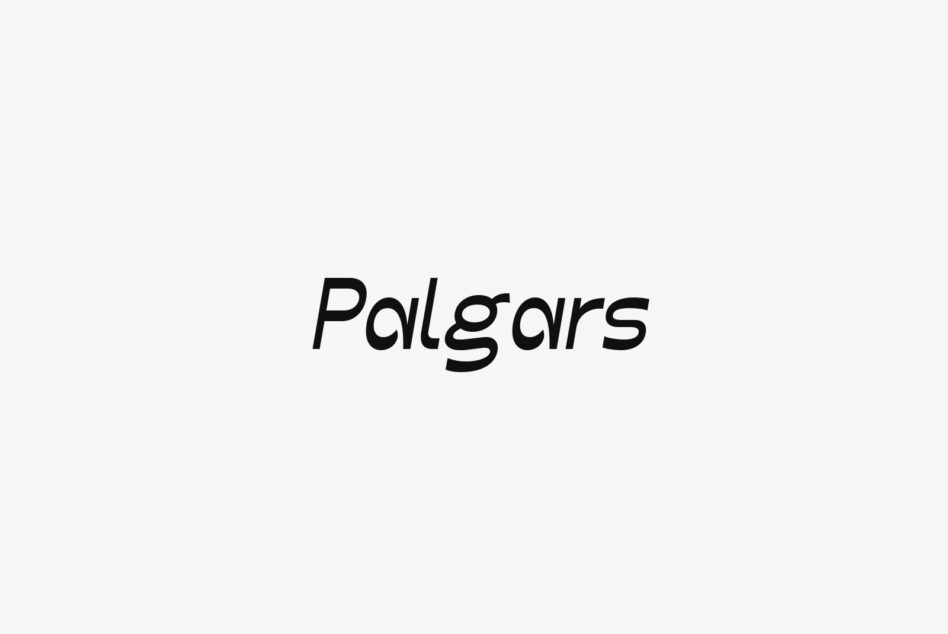 Palgars typeface name centered on light background