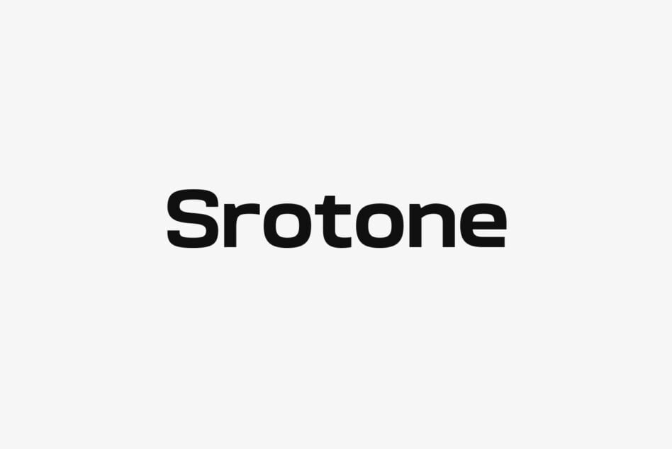 Srotone sans serif typeface displayed on light gray background