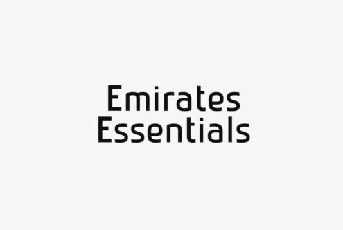 Emirates Essentials text centered on light gray background