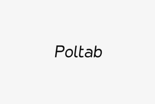 Poltab typeface displayed in clean sans serif on minimal light background