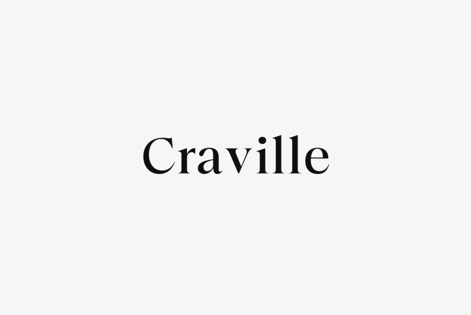 Craville serif font name centered on minimal light background