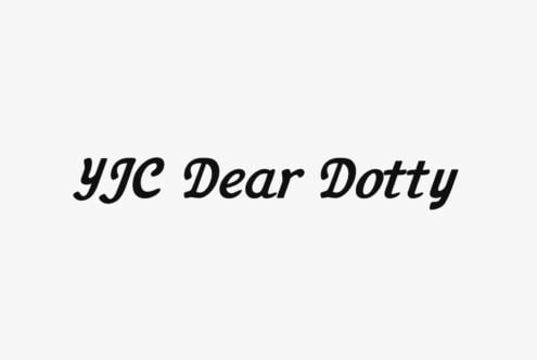 Italic serif font sample displaying Dear Dotty text in black on light background