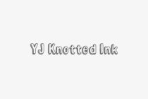 YJ Knotted Ink font featuring outlined rope texture letters on minimalist background