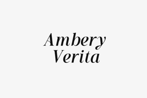 Ambery Verita serif font stacked in two lines