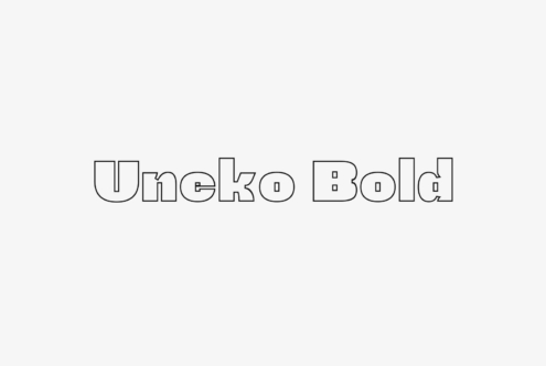 Uneko Bold outline typeface with geometric styling