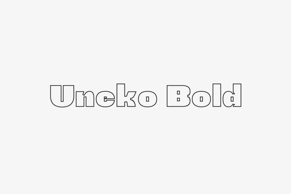 Uneko Bold outline typeface with geometric styling