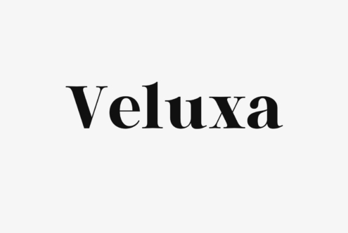 Veluxa serif font sample centered on neutral background
