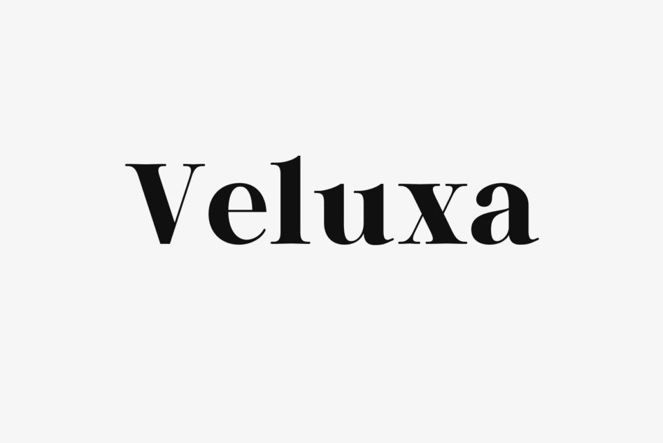 Veluxa serif font sample centered on neutral background