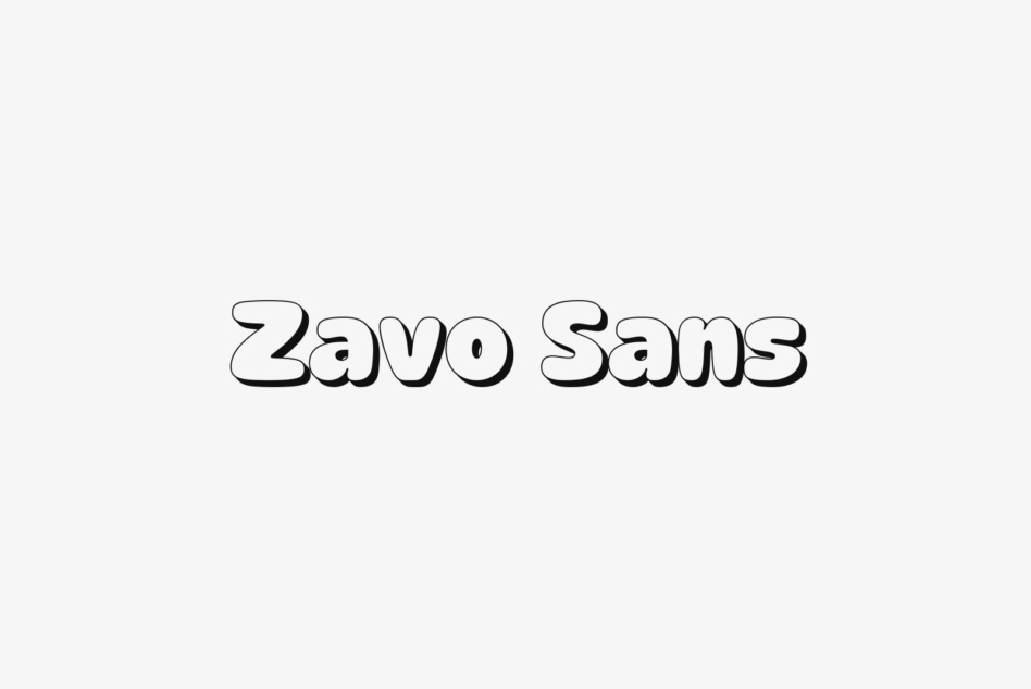 Zavo Sans outline stroke typeface with hollow letterforms