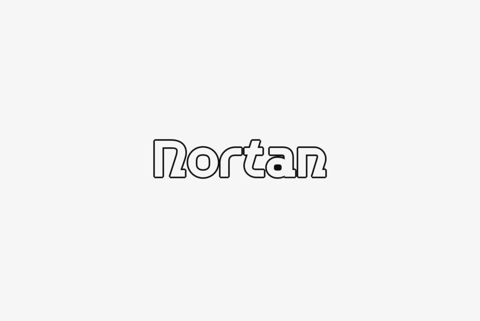 Nortan outlined geometric typeface with hollow letter forms