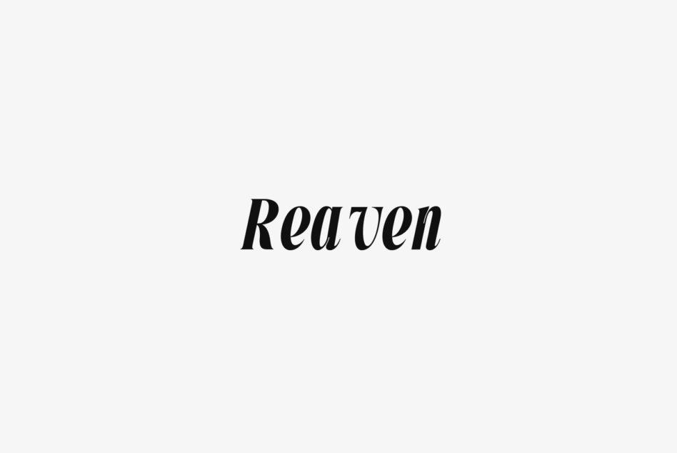 Reaven in bold italic serif typeface